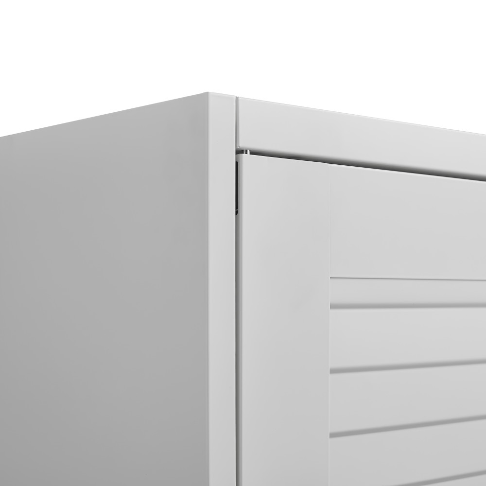 Wide Metal Storage Cabinet with Hanging Rod & Lock, Steel Wardrobe