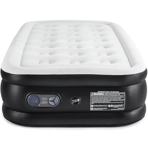 Weight Capacity 660 lbs Air Bed, Double Height, Non-Slip 18-Inch Twin White