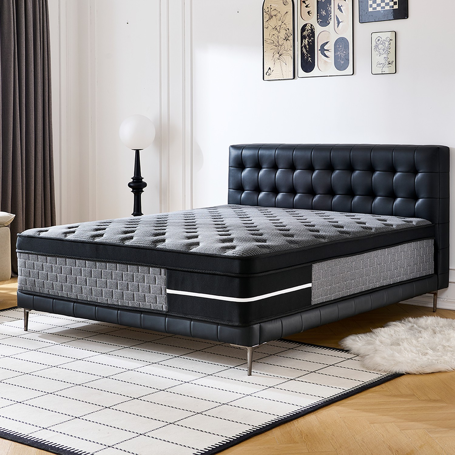 12 14 Inch Queen Hybrid Mattress Pocket Spring Cooling Gel Foam Medium Firm Grey
