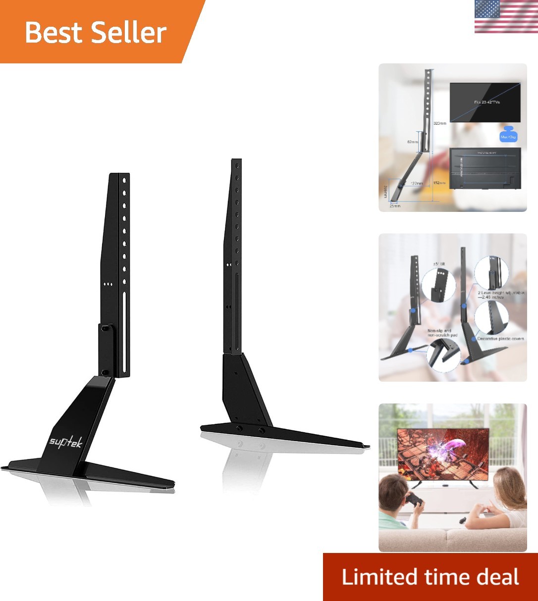 Universal TV Stand Legs for 23-42 inch TVs – Max 88lbs, VESA 400×200