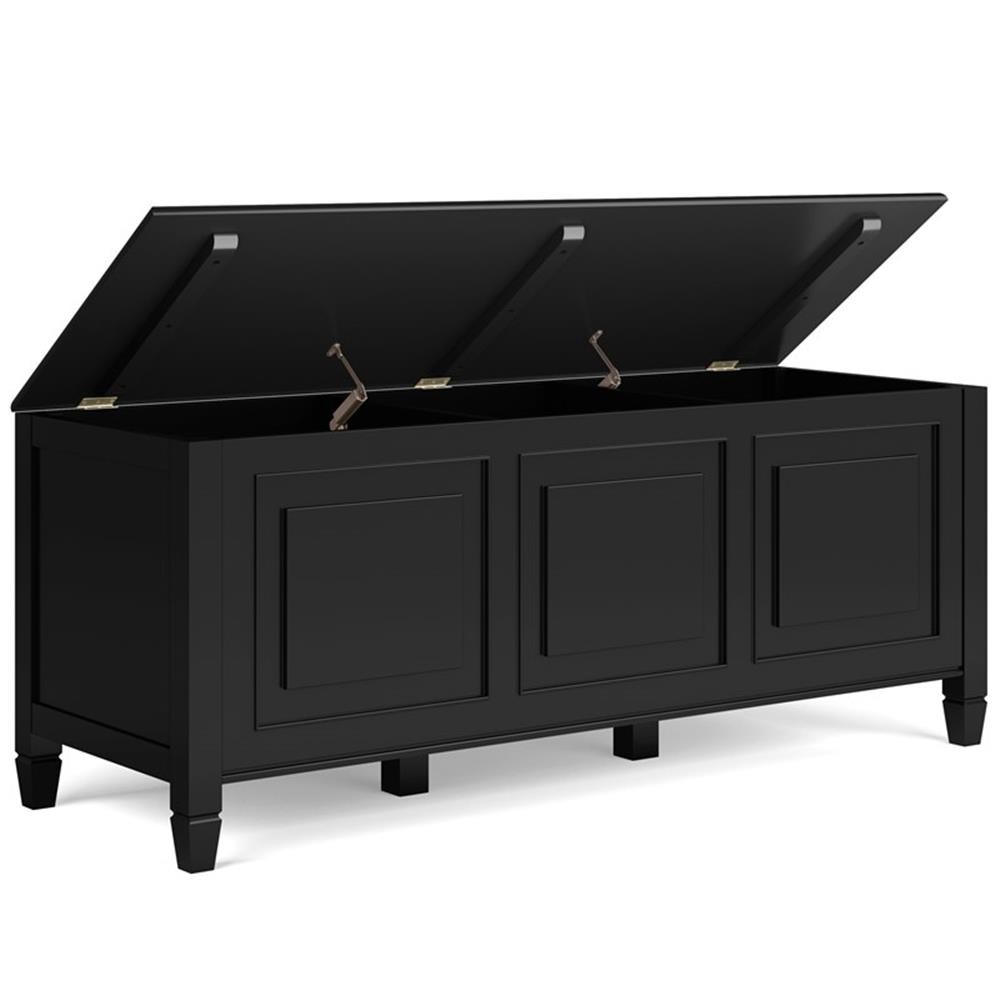 Connaught 51 inch Wide Solid Wood Traditional Storage Bench Trunk in Black