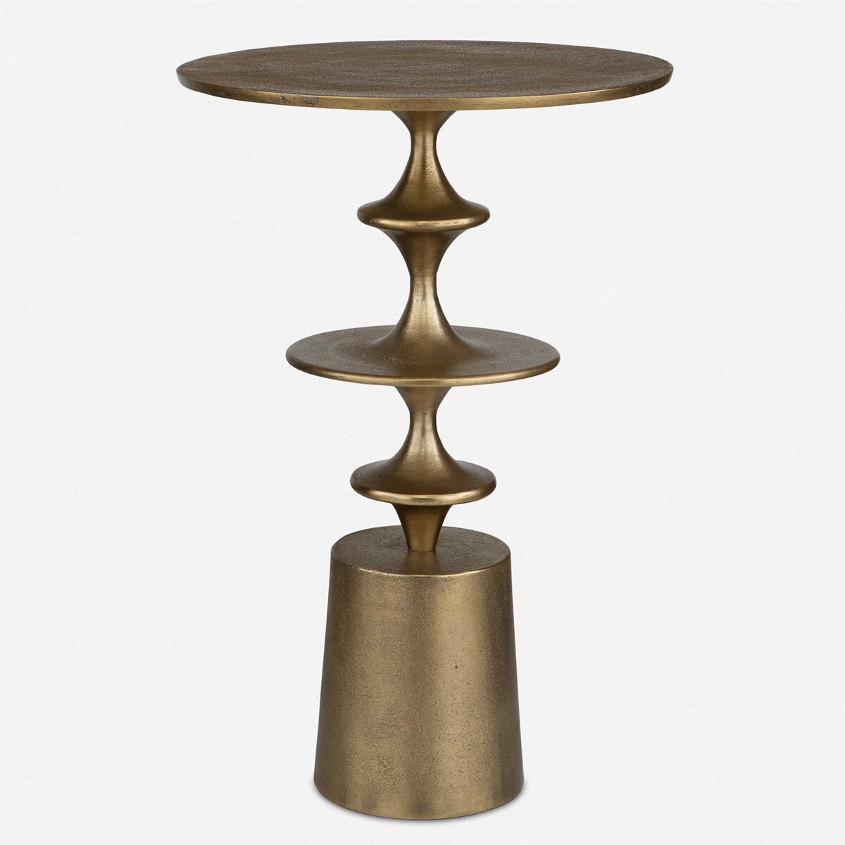 FLIGHT CAST ALUMINUM ANTIQUE BRASS FINISH 24″ END ACCENT TABLE UTTERMOST 24412