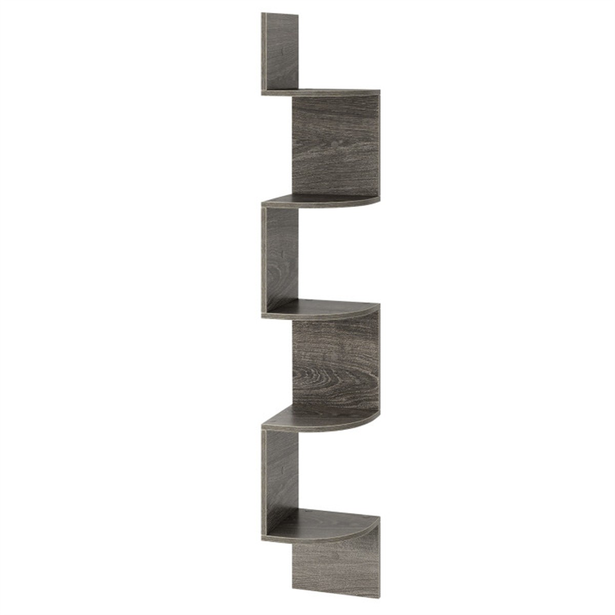 5-layer Oak Wall Mounted Corner Stand Bookshelf French Oak