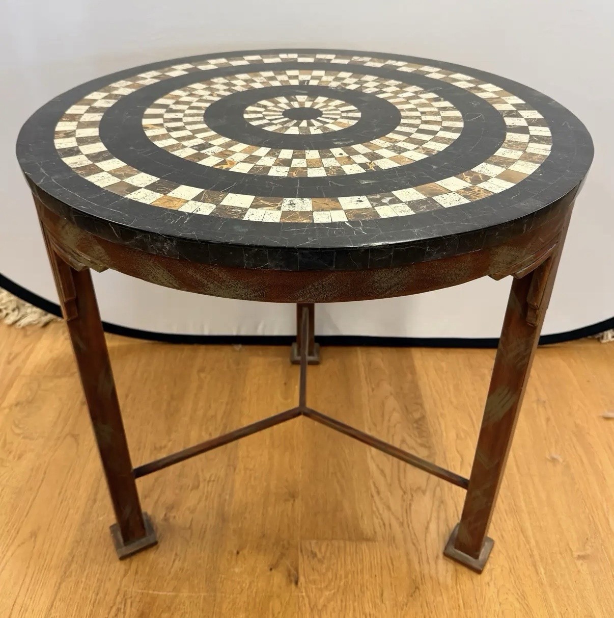 Rare Exceptional Round Multicolored Marble Mosaic Top Specimen Table