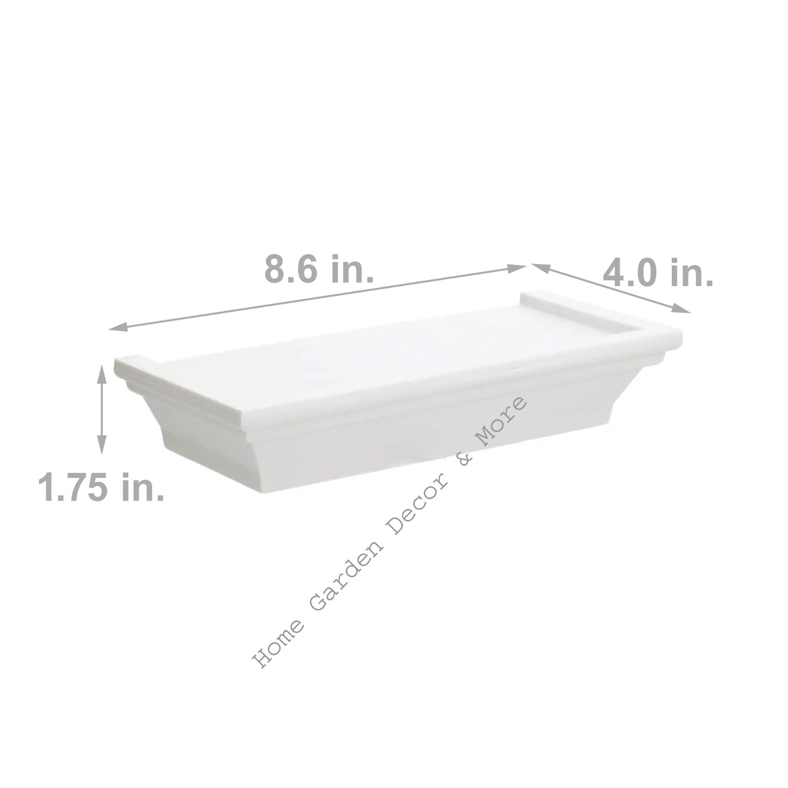 Small WHITE Floating PVC Plastic Wall Shelf Shelving 8.6″ L x 4″ D Holds 5 lbs