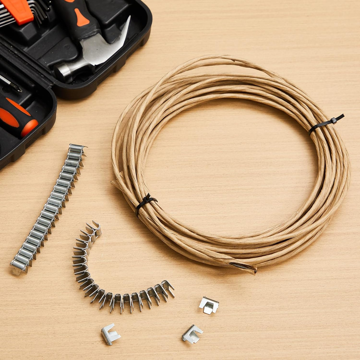 Upholstery Stay Wire 40ft 9 Gauge w 80 Clips Sofa Spring Repair Kit