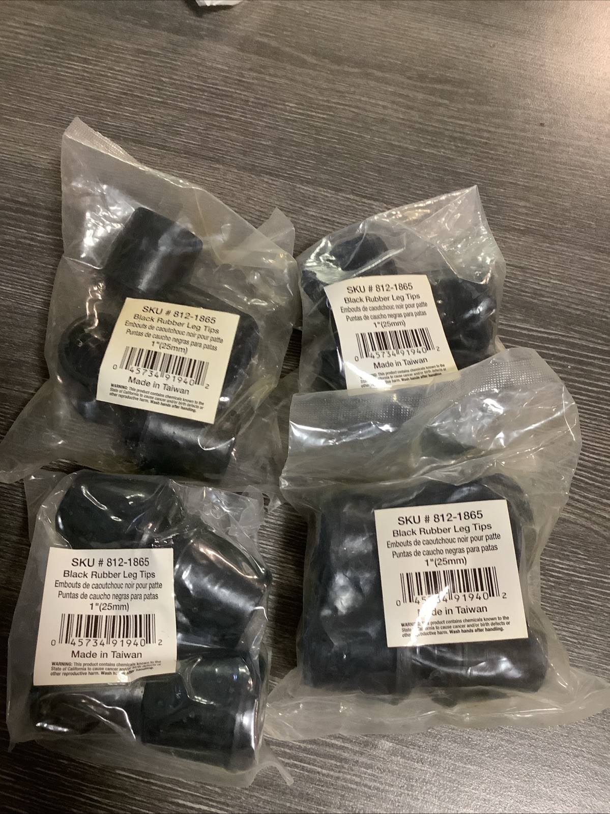 ProSource 1” Black Rubber Leg Tips 8121865 NOS Lot of 4pk of 4