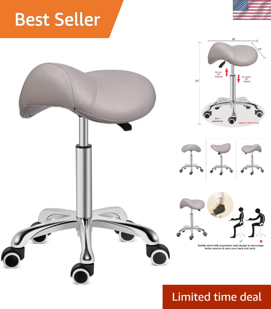 Durable Chrome Base Saddle Stool with 350 lbs Capacity – Ideal for Long Hours