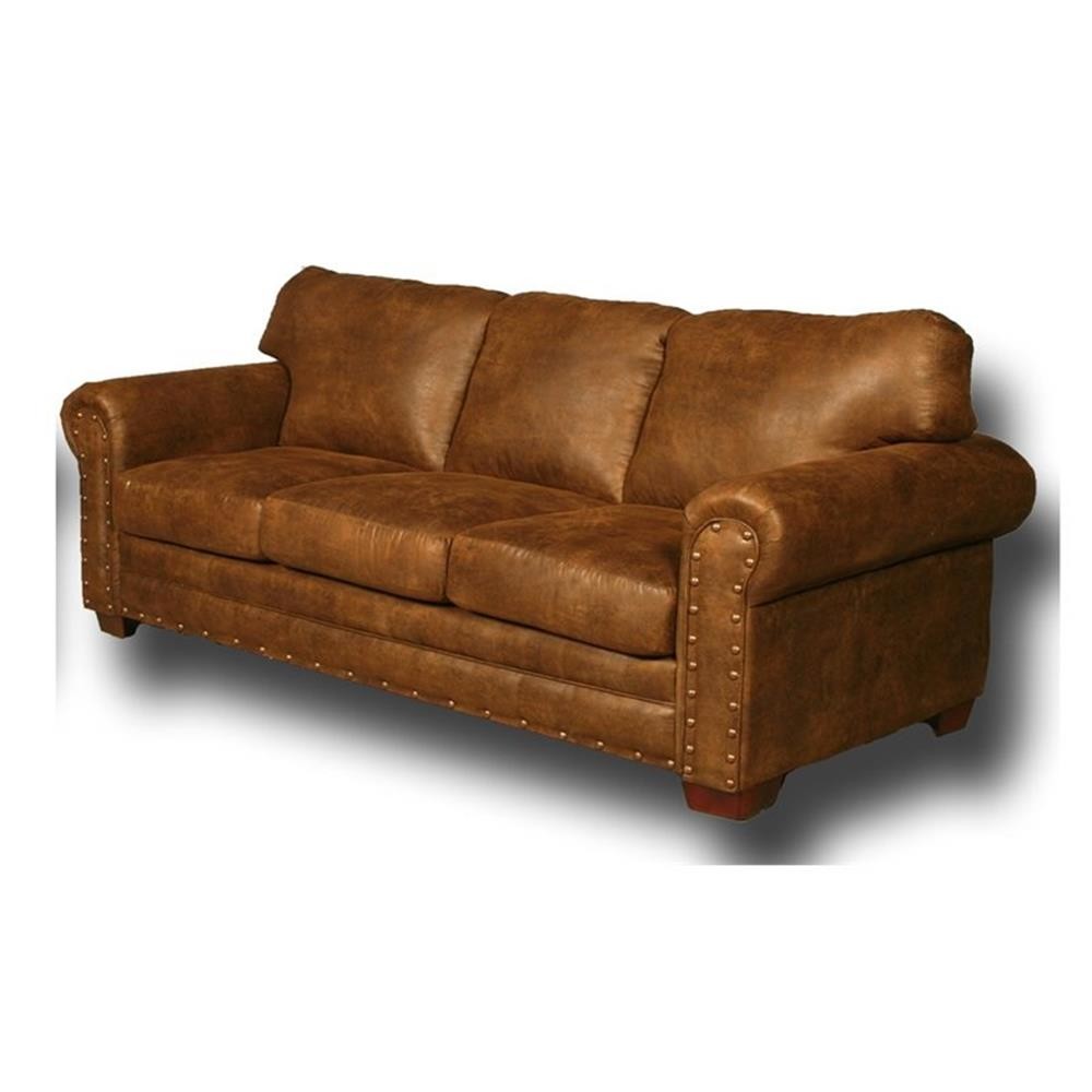 Pemberly Row Modern 88″ Microfiber Buckskin Sleeper Sofa in Brown