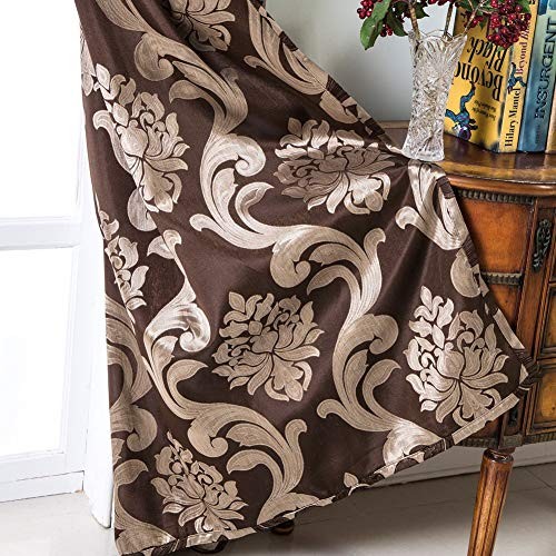 Sliding Door Curtains Luxury Patio Doors Damask 100″W x 84″L (Pack of 1) Brown