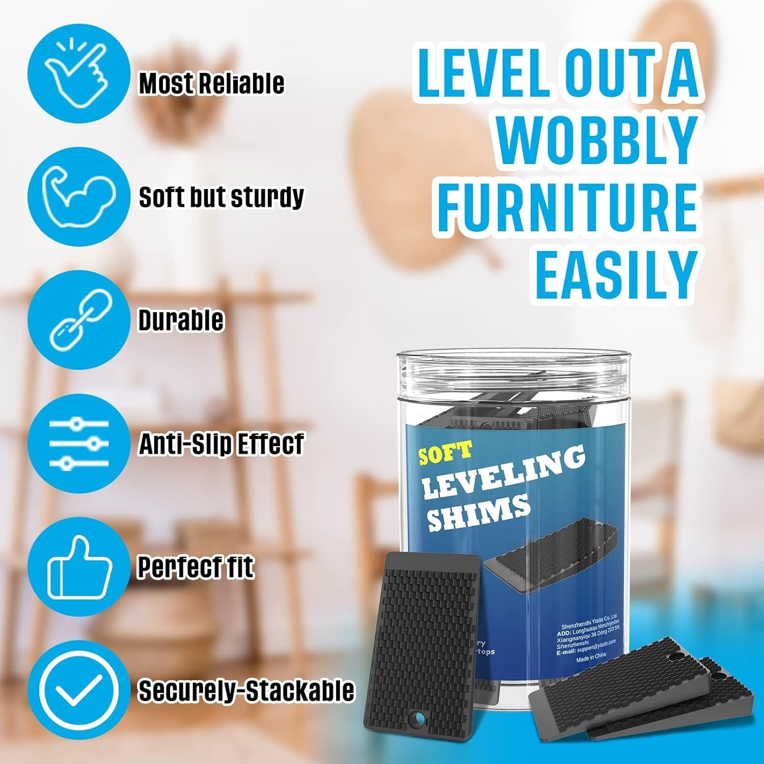 Stackable and Cuttable Rubber Shims – 32 Count for Home Improvement Projects