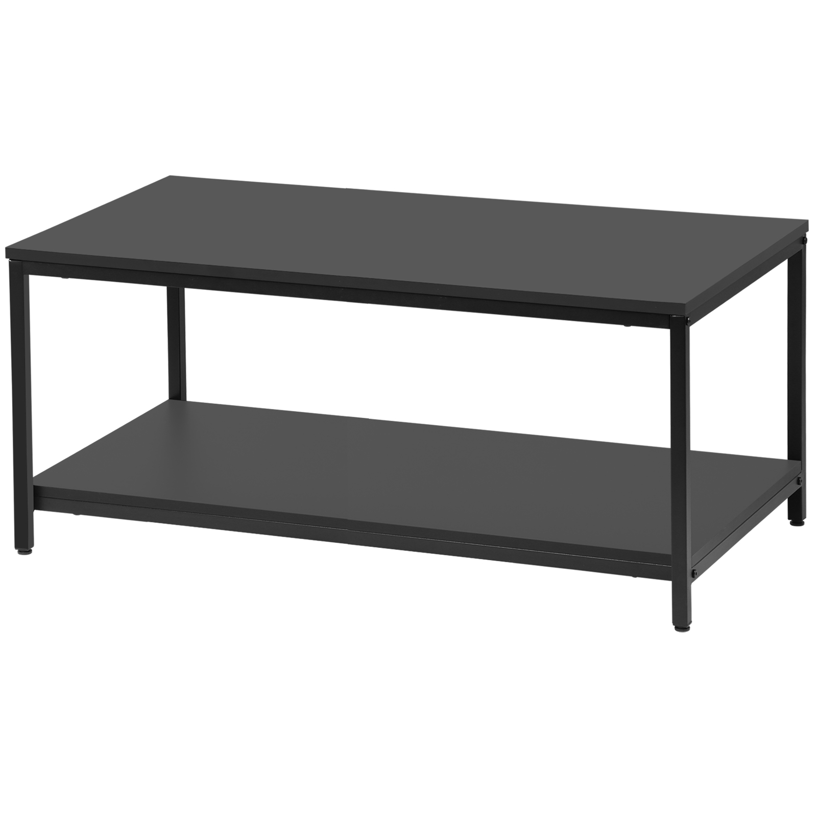 Black Wood Coffee Table Rectangular Coffee Table with Storage Shelf Durable 39″