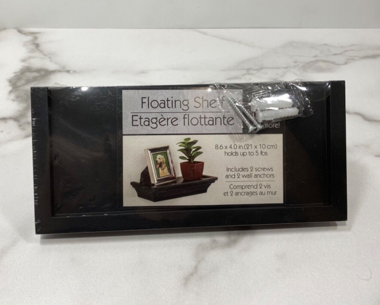 BLACK Floating PVC Plastic Wall Shelf Shelving 8.6″ L x 4″ D Holds 5 lbs NEW