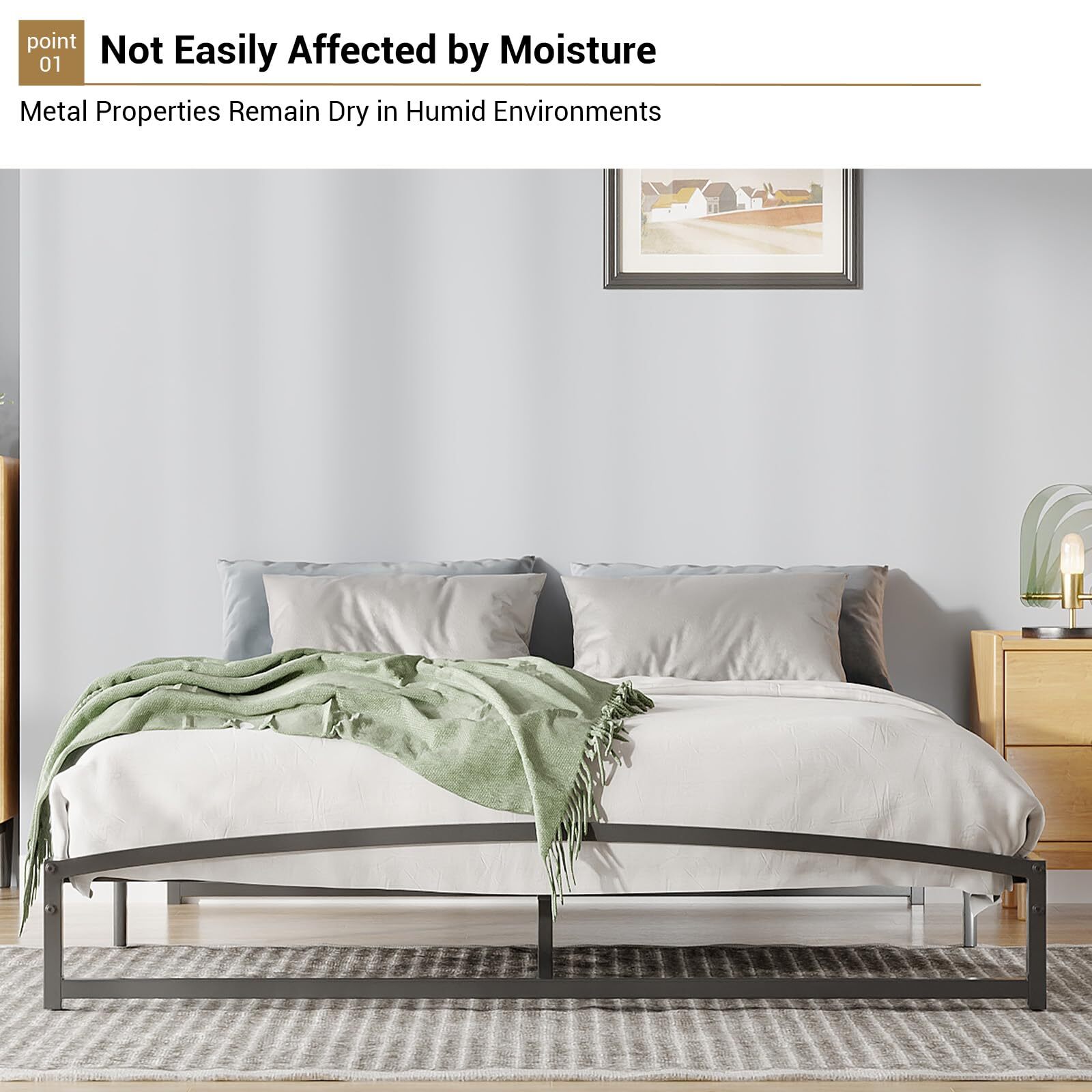 King/Queen/Full/Twin Metal Platform Bed Frame, Heavy Duty Low Profile Bed Frame