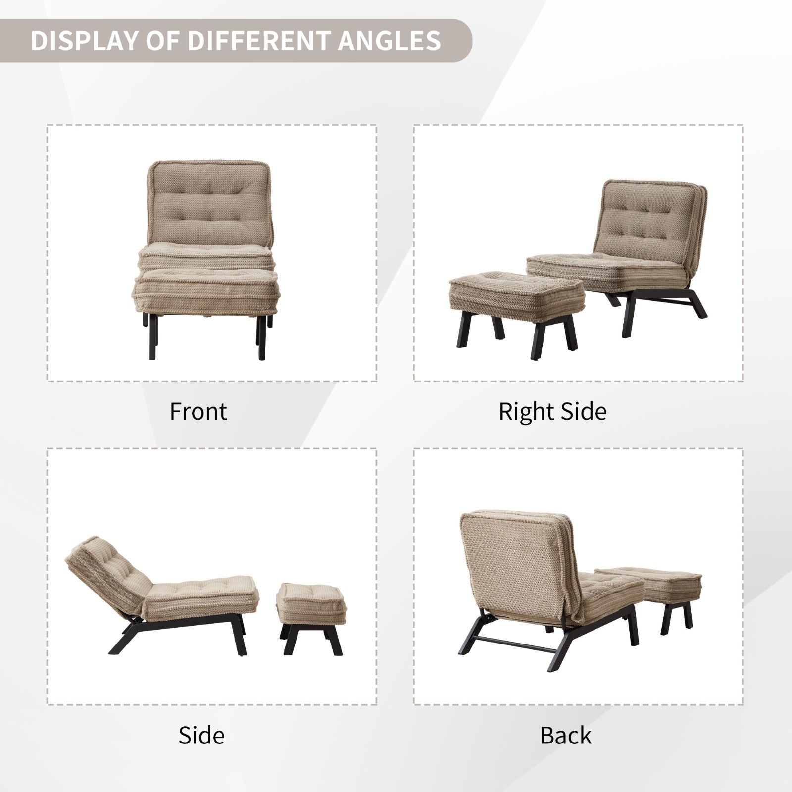 EBELLO Modern Accent Chair w/ Ottoman Adjustable Backrest Cozy Lounge Chair