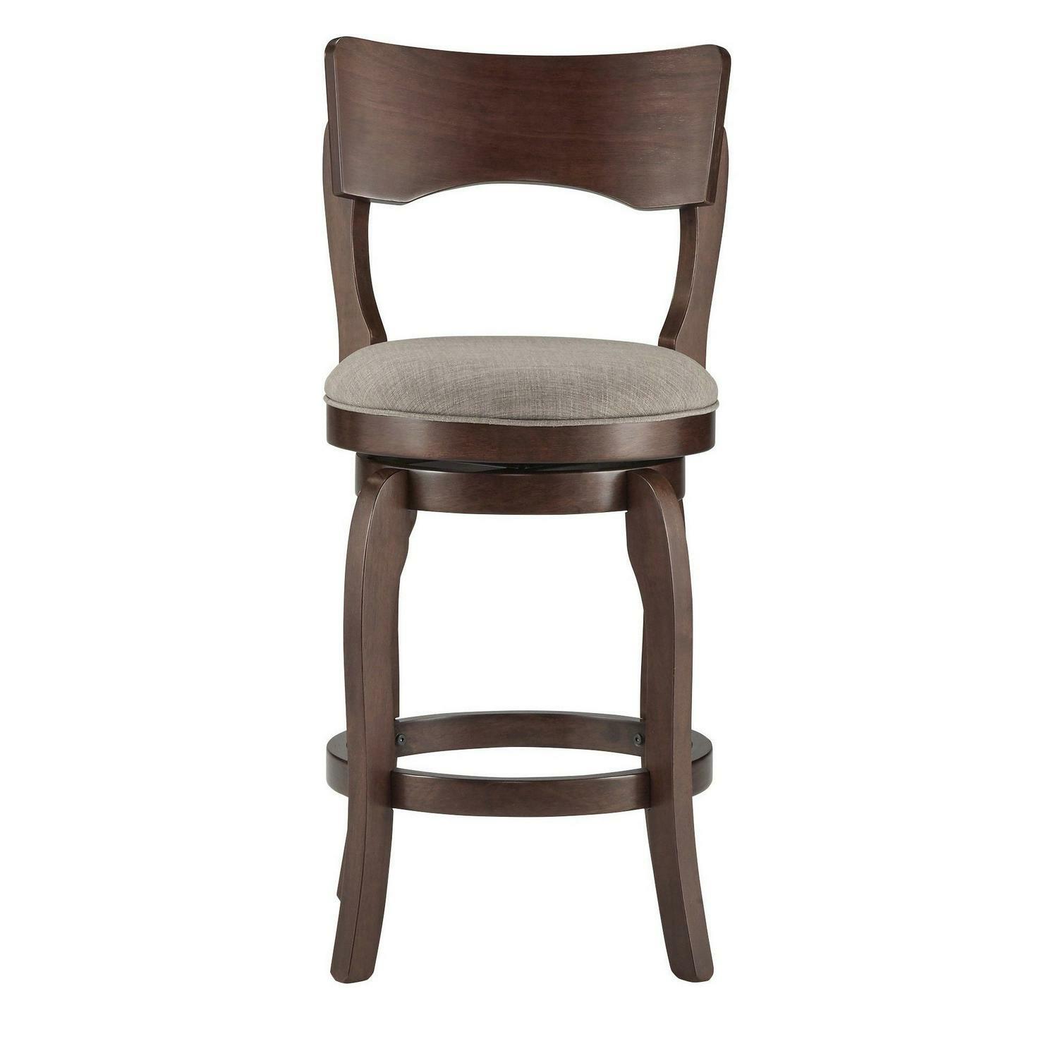 Transitional Swivel 24-inch Counter Height Stool Scroll/Curved Back Padded Seat