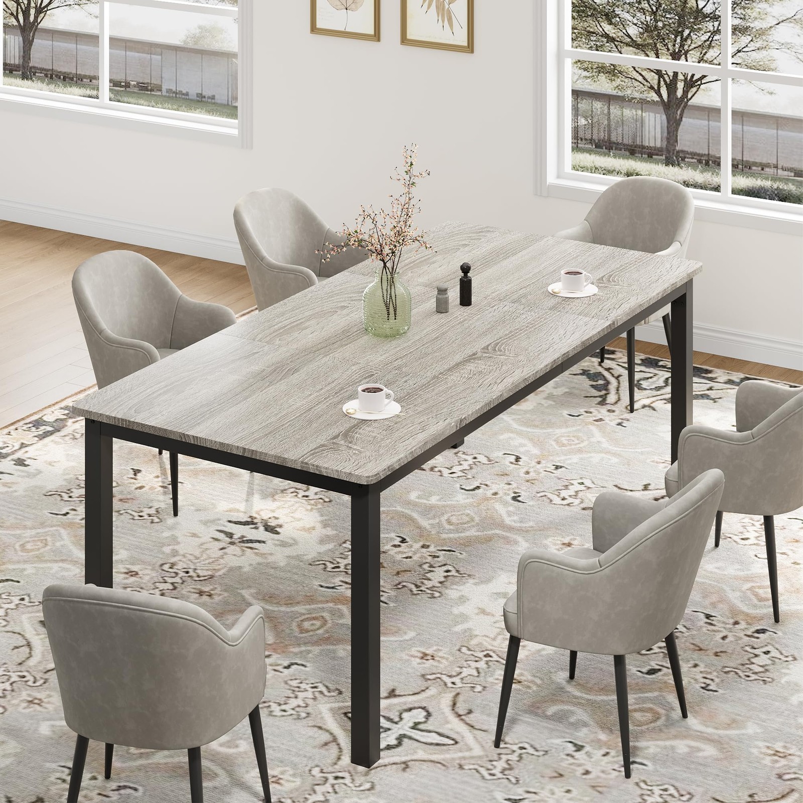 71″ Industrial Kitchen Table for 6-8 ,Large Dining Table, Sturdy Dinette Table