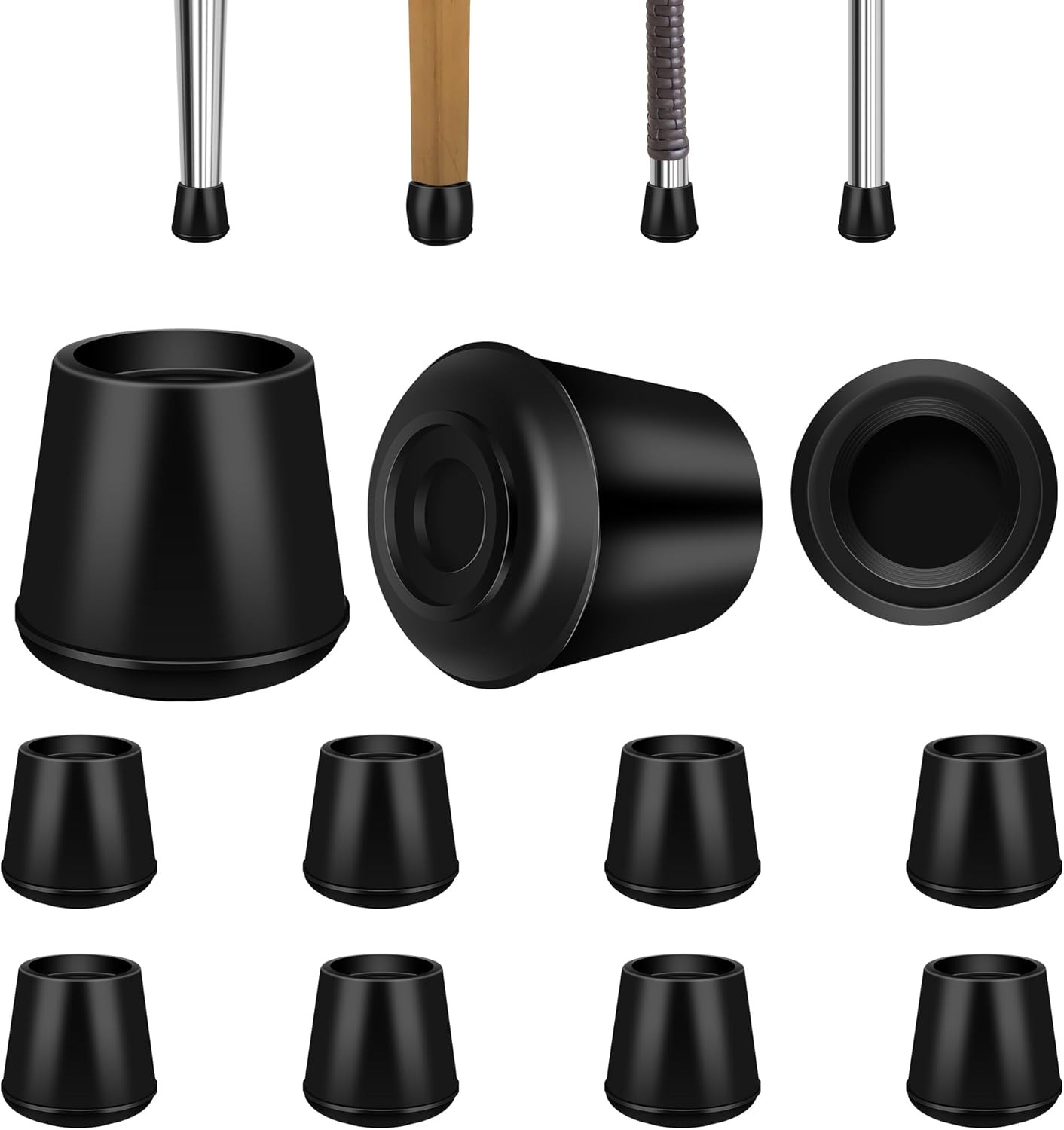 1-1/2” round Rubber Chair Leg Tips Caps, Chair Leg Floor Protectors Furniture Le