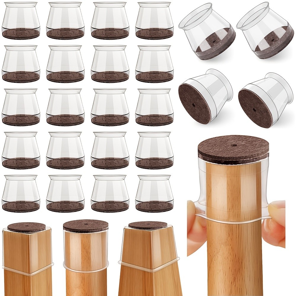 24pcs Large Chair Leg Protectorss for Hardwood Floors, Chair Leg Caps Felt Pads