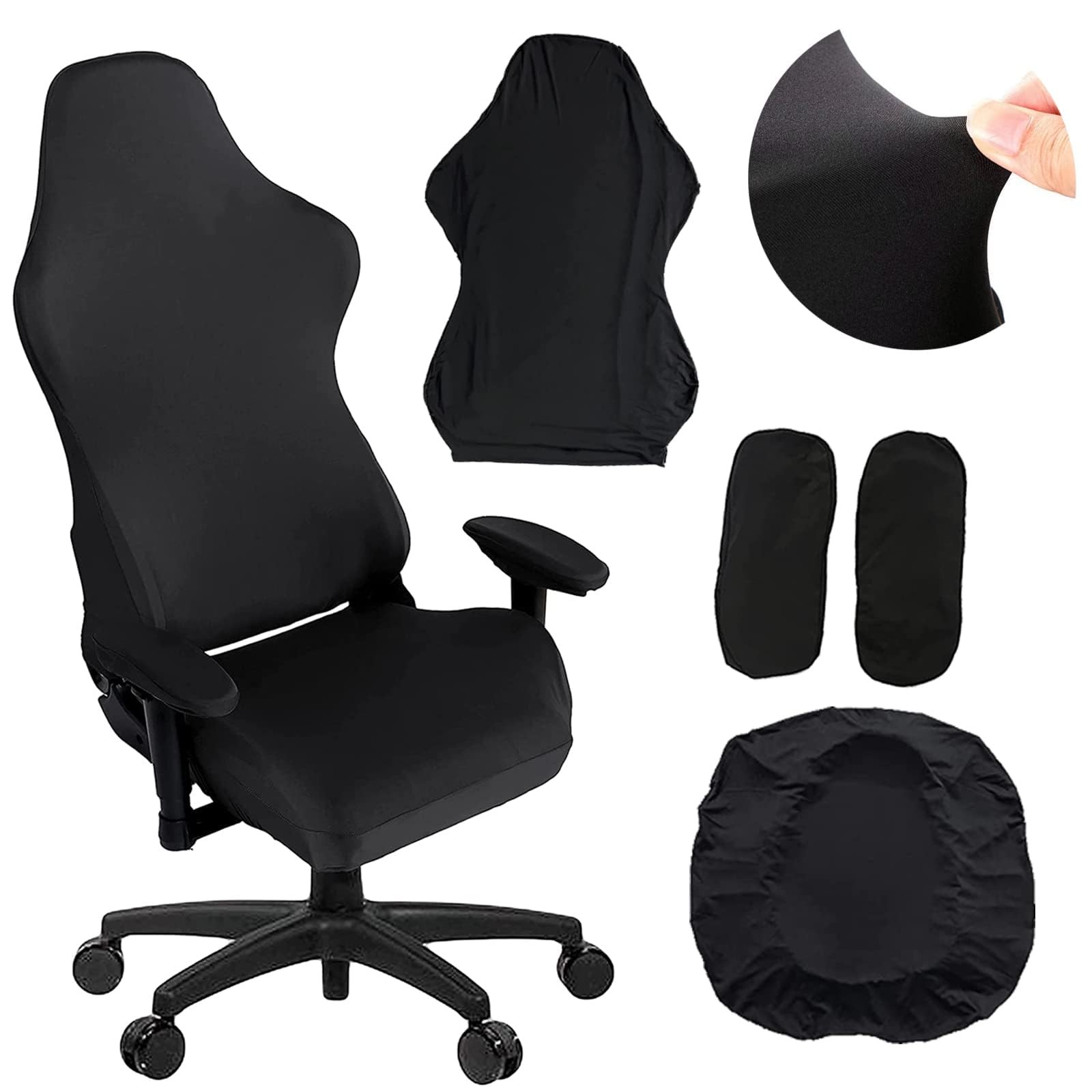 NarSea Gaming Chair Cover, seat Cover 4pc/Set Chair, Black