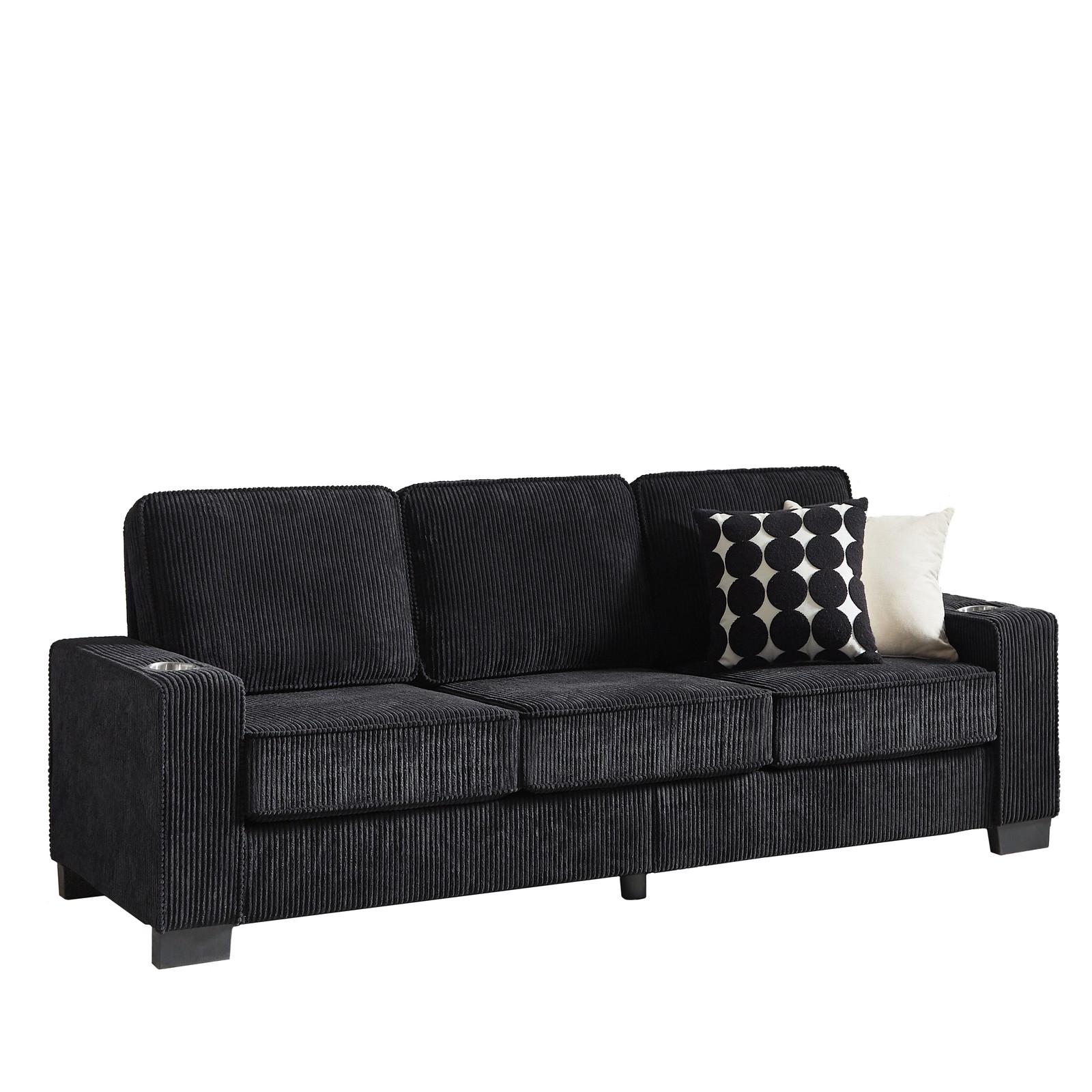 Corduroy Fabric 3-Seater Sofa 84″ L 30″ W Modern Compressed Couch