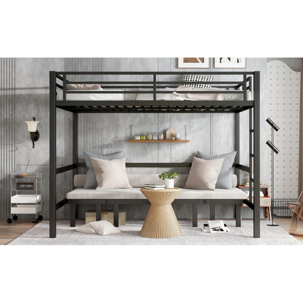 Queen over Queen Size Bed pull-out Metal Bunk Bed,lower bunk can be pulled out