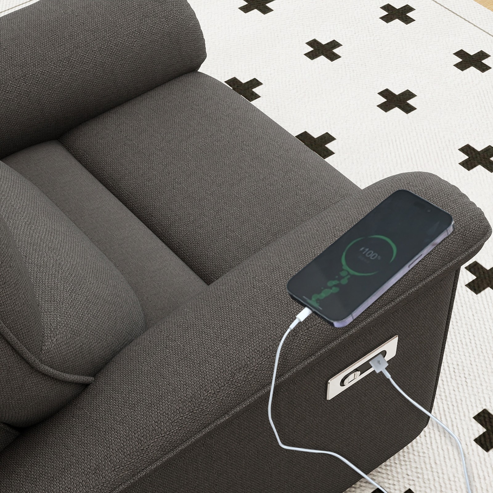 Small Spaces Power Recliner Chair Zero Wall Electric Reclining Sofa USB Port RV
