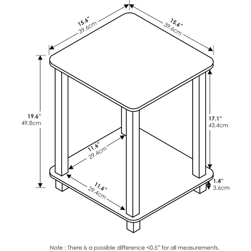 Compact Modern Minimalist Side Table Set 2-Tier Functional Storage End Tables US
