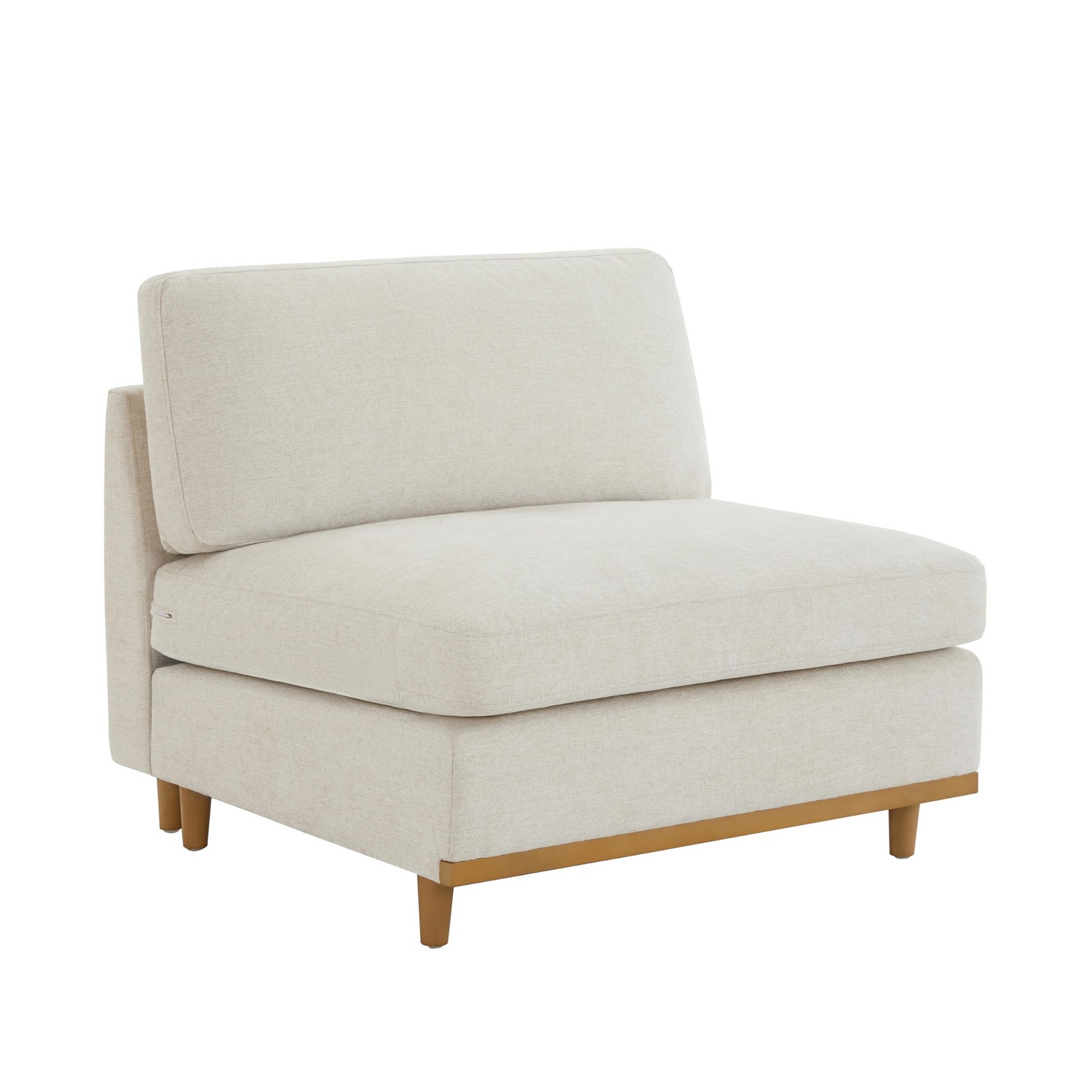 Down Filled Upholstered Middle Armless Sofa for Sectional Modular Couch Linen