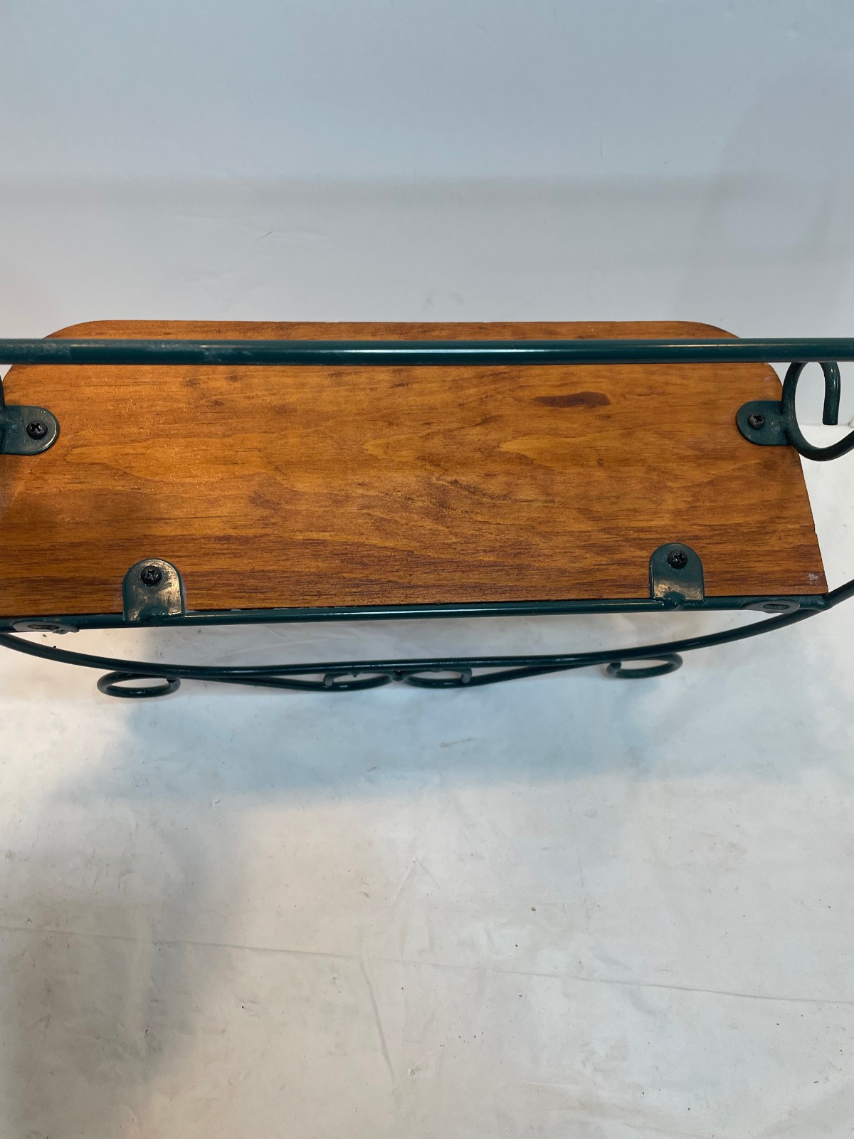 Vintage Towel Rack Shelf Rustic Country Style Wood Metal Wall Primitive 13 x 12