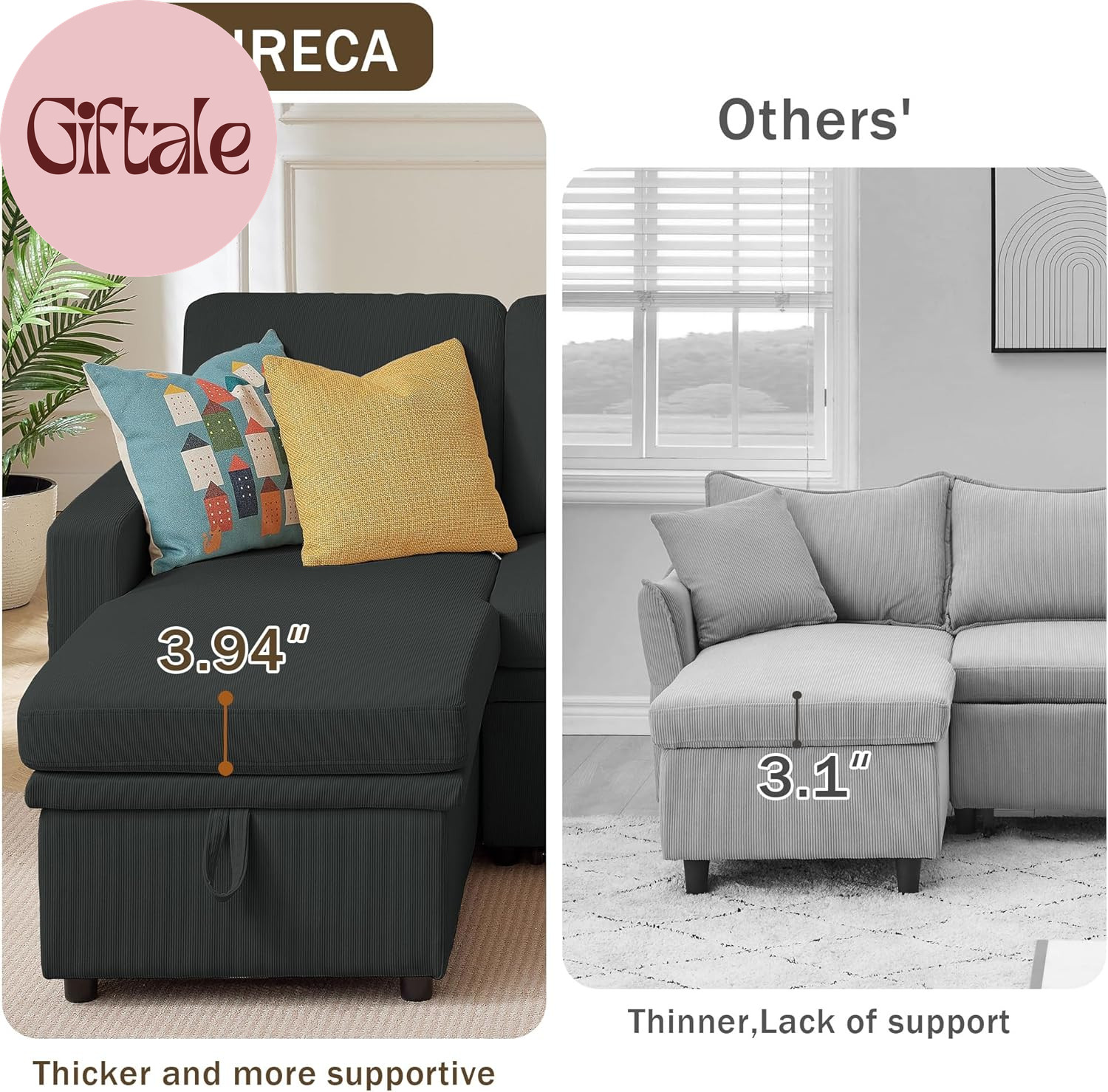 Convertible Sofa Bed, L-Shape Sectional Sleeper Sofa with Storage Chaise, Modern