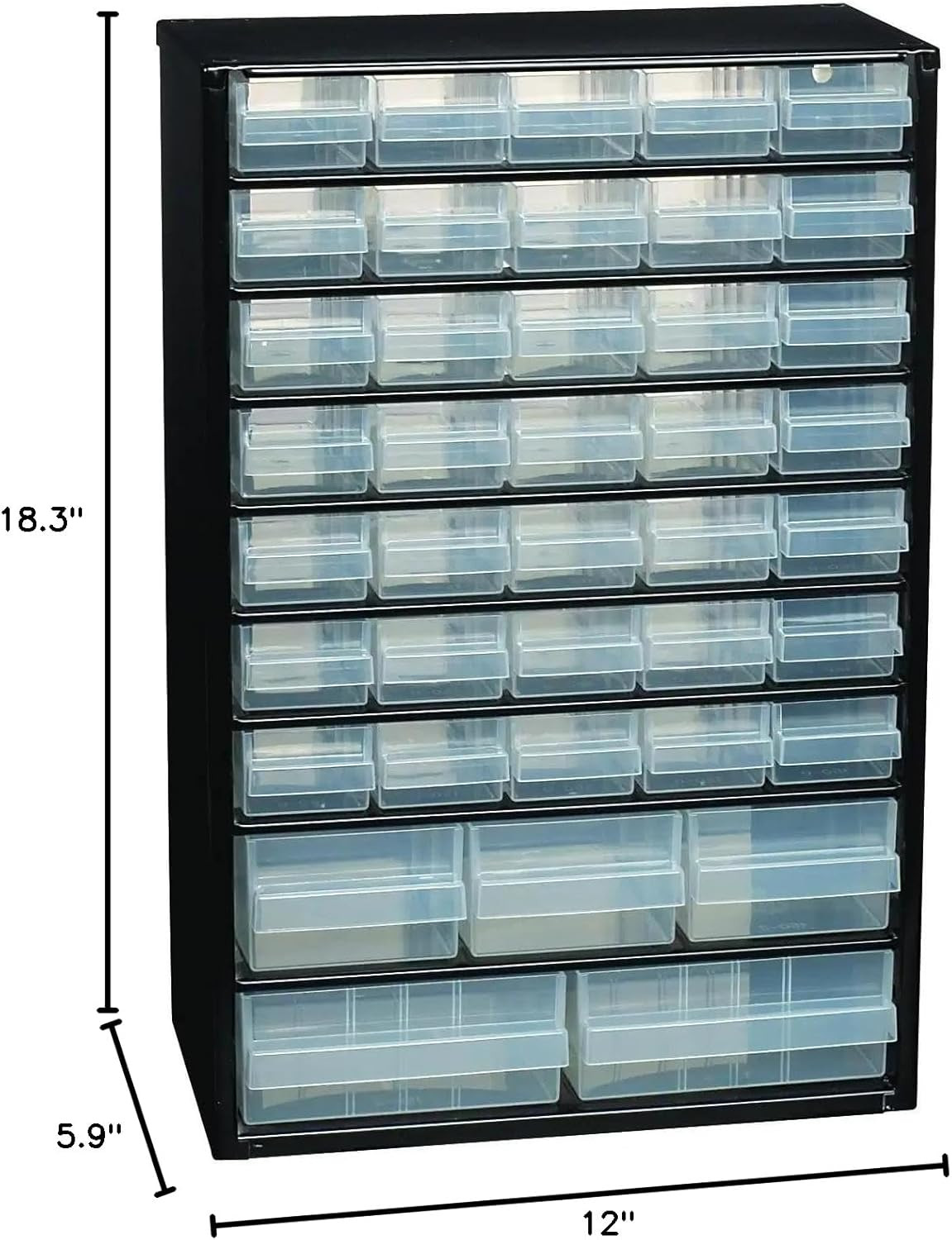 Steel Storage Cabinet, Tall 40-Drawer, Clear Polypropylene Plastic Drawer – Smal