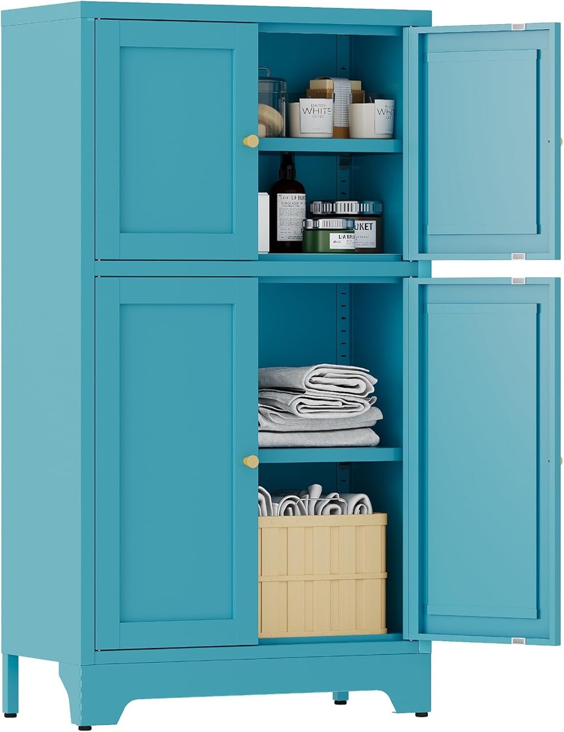 Elegro Metal Bathroom Storage Cabinet With 2 Adjustable Shelves,4 Doors For Home