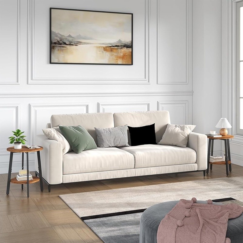 Round Side Table Small Space Multifunctional End Table Living Room Storage New