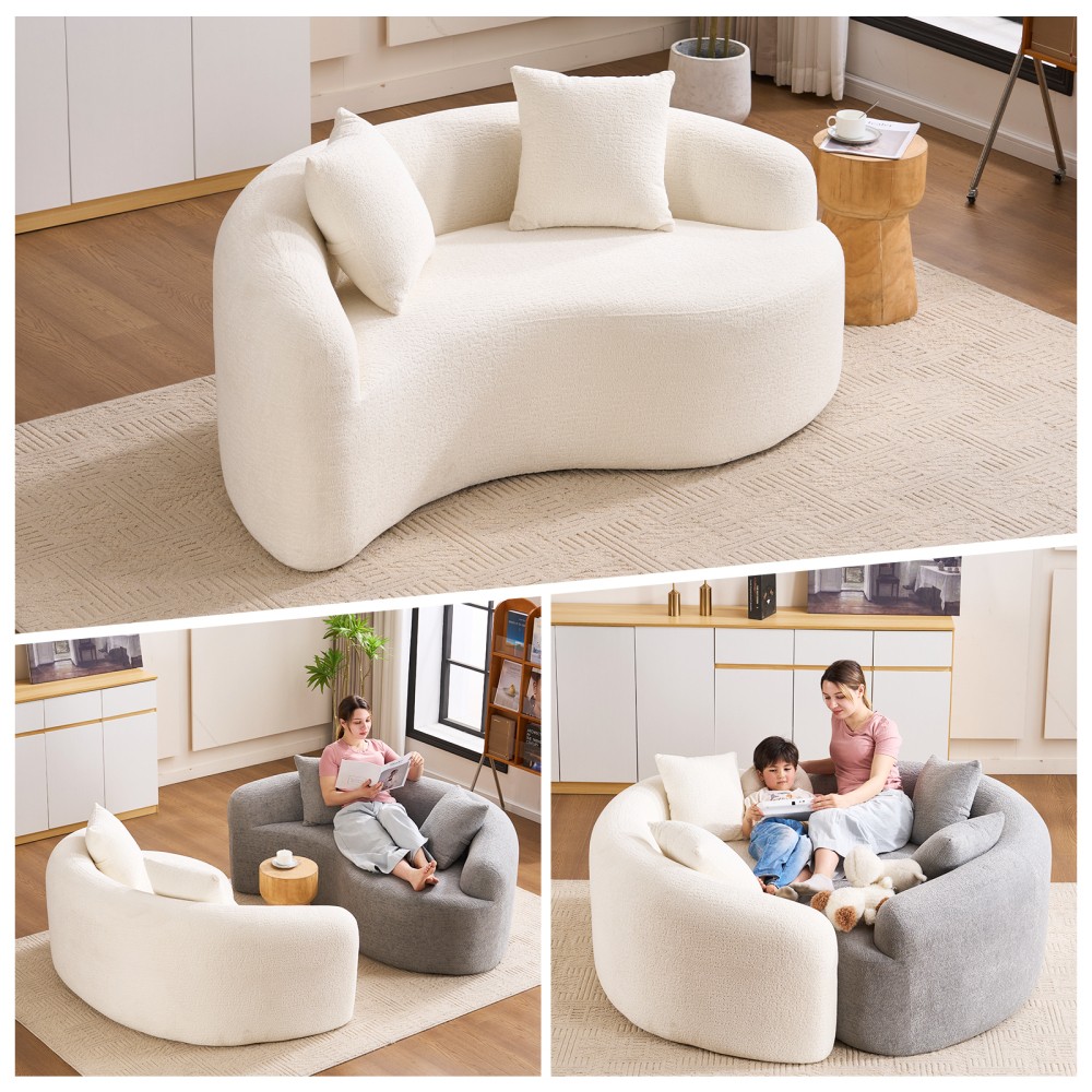 66.9″ S-Curved Chenille Boneless Sofa Dual Depth Seat Compression Pack 2 Pillows