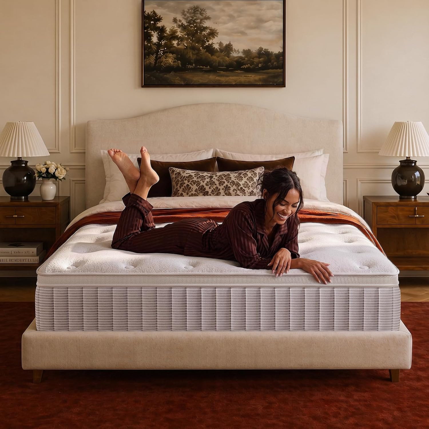 COMFBOX Queen Mattress, 14 Inch Springs Matress, Bed in a Box, Soft and Breathab
