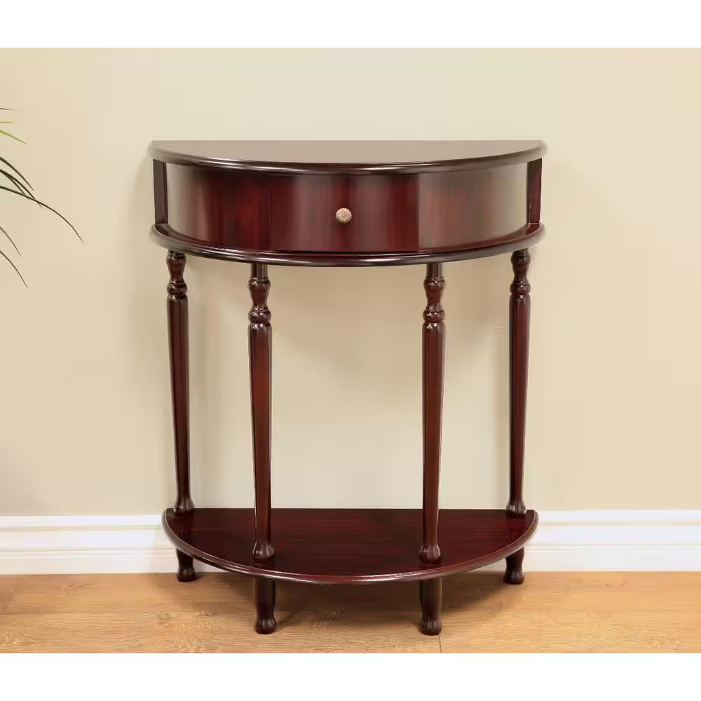 Entryway Hall Console Table Storage Drawer Lower Shelf Espresso Wood Accent