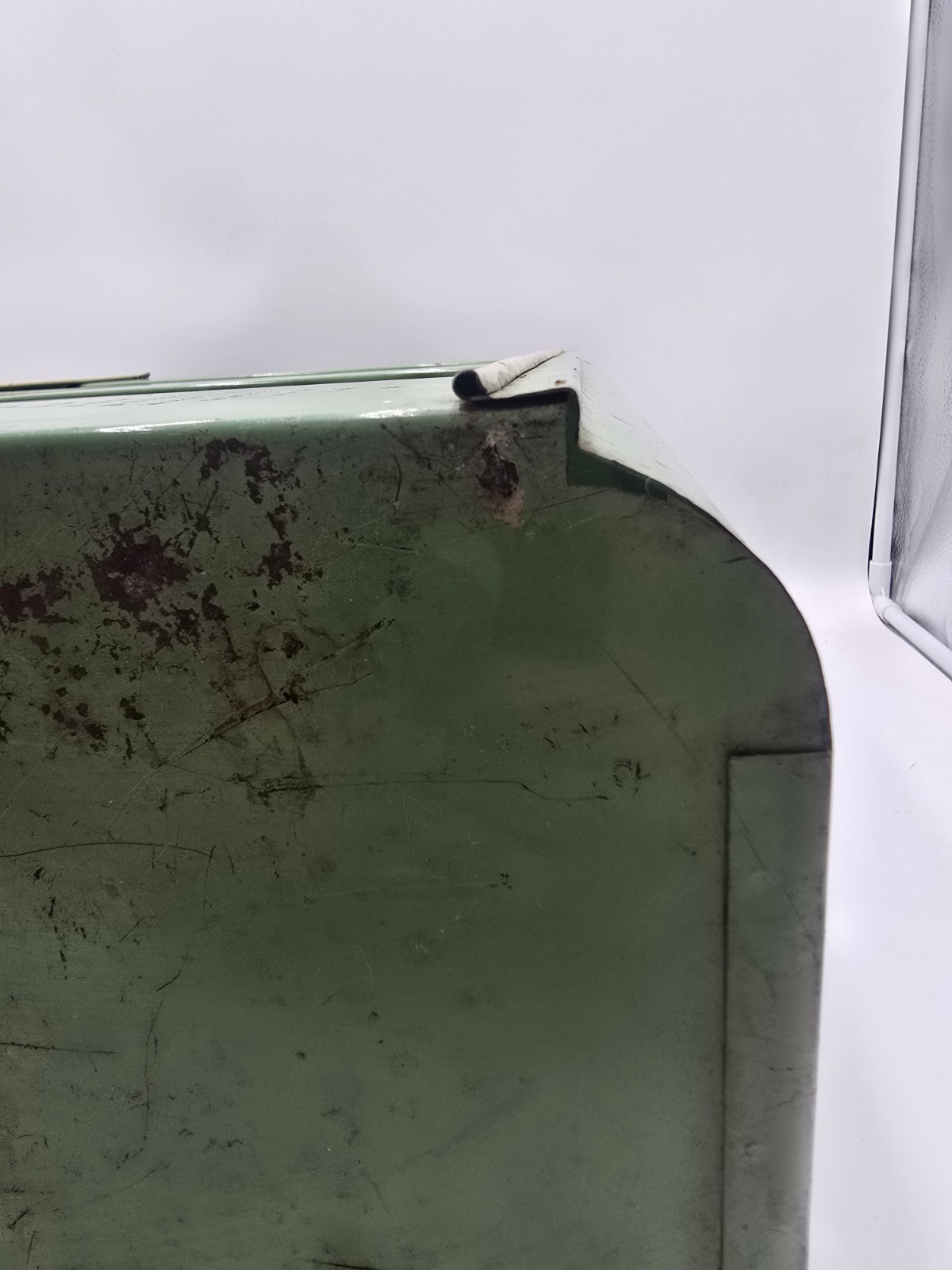 Vintage Green Ransburg Metal Shelf Hand Painted USA Rustic Farmhouse Cottage
