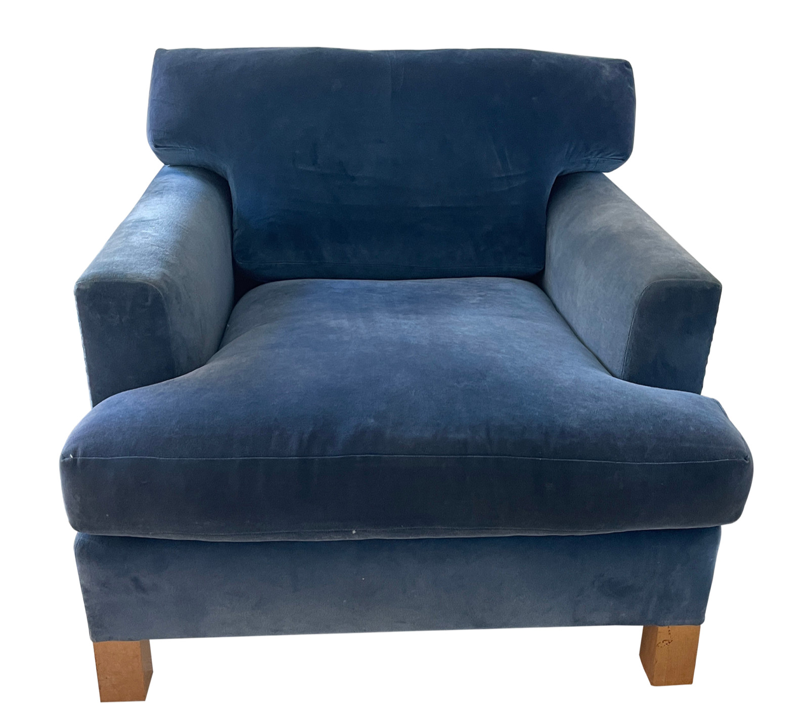 1990s Roy McMakin Mid-Century Modern Peacock Blue Mohair Lounge Chair