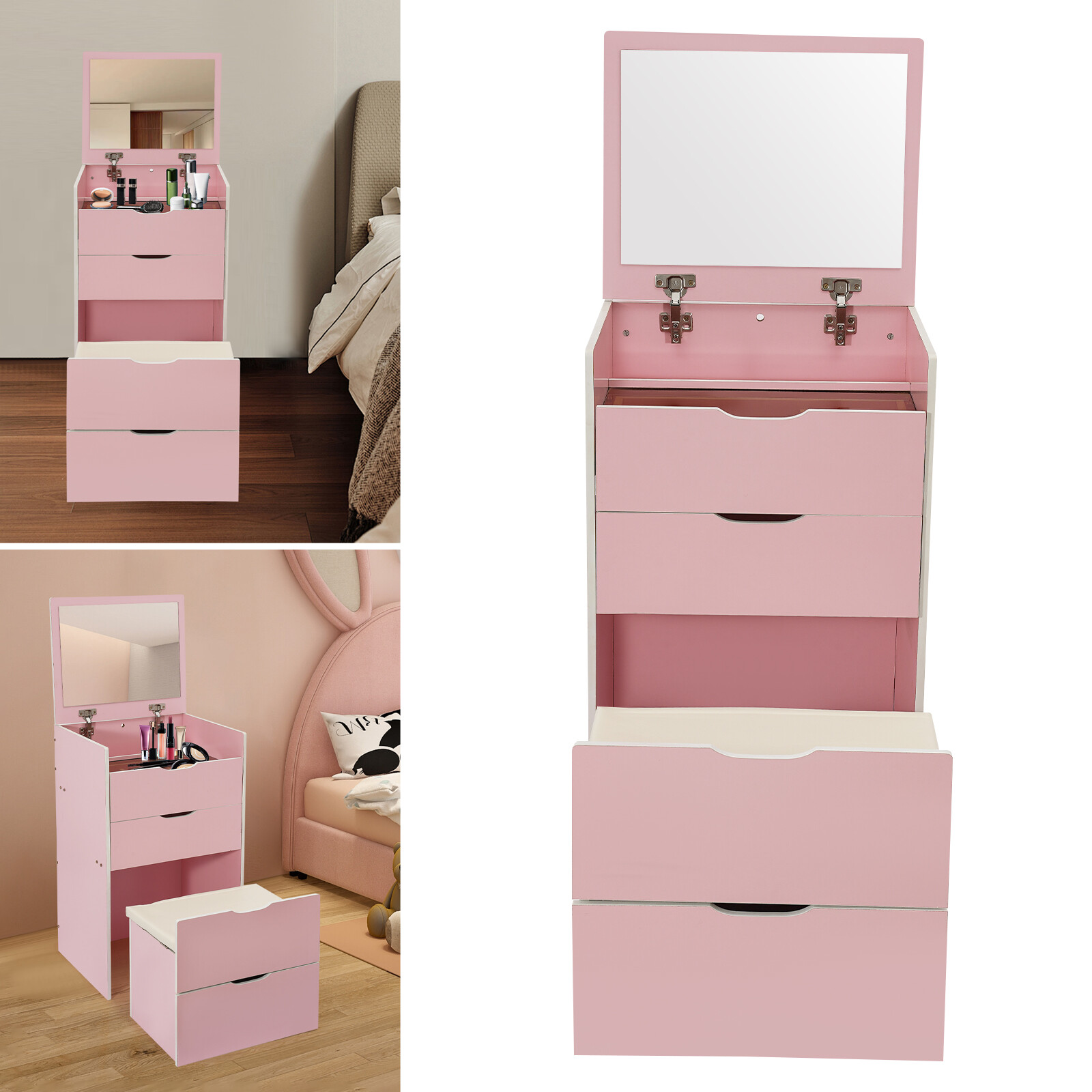 Vanity Desk, Vanity Desk with Makeup Stool, Makeup Vanity Table 48cm