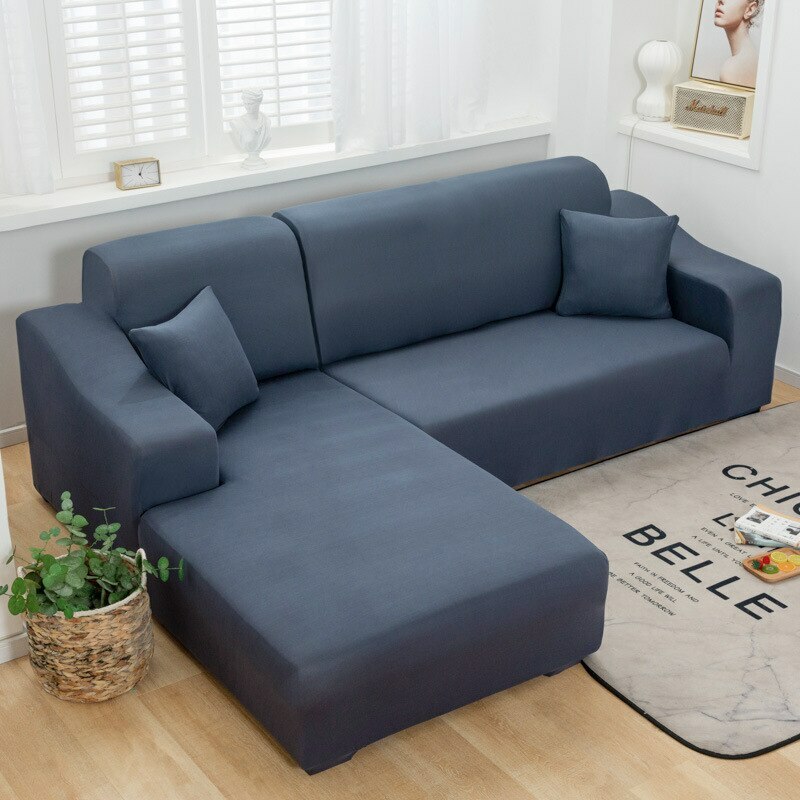 Elastic Sofa Cover For L Shaped Solid Color 1-4seater Couch Cover Living Room