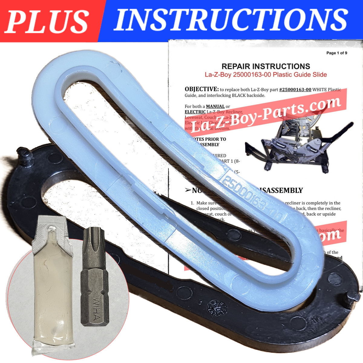 FACTORY La-Z-Boy Lift, Recliner, Sofa 25000163-00 Plastic Guide Slide Lazy Parts