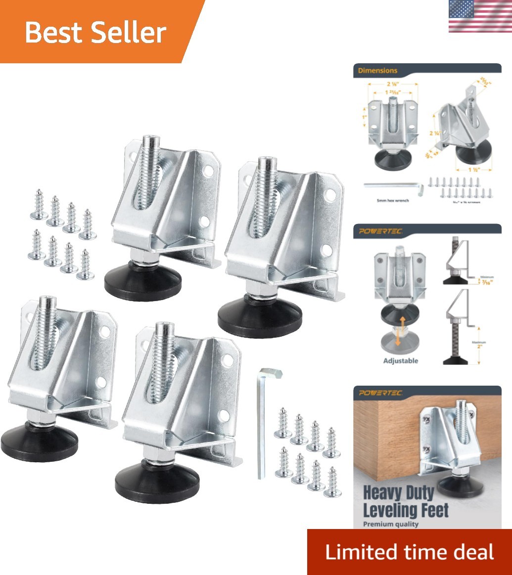 Durable Adjustable Leveling Feet for Cabinets & Workbenches – 600 lbs Support