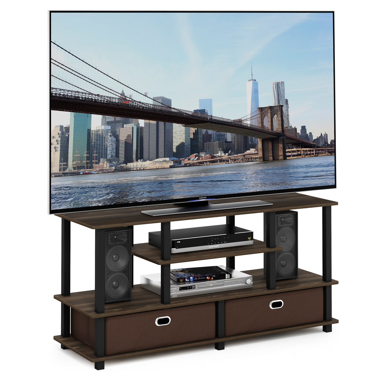 JAYA Large TV Stand for up to 55-Inch TV with Storage Bin, Columbia