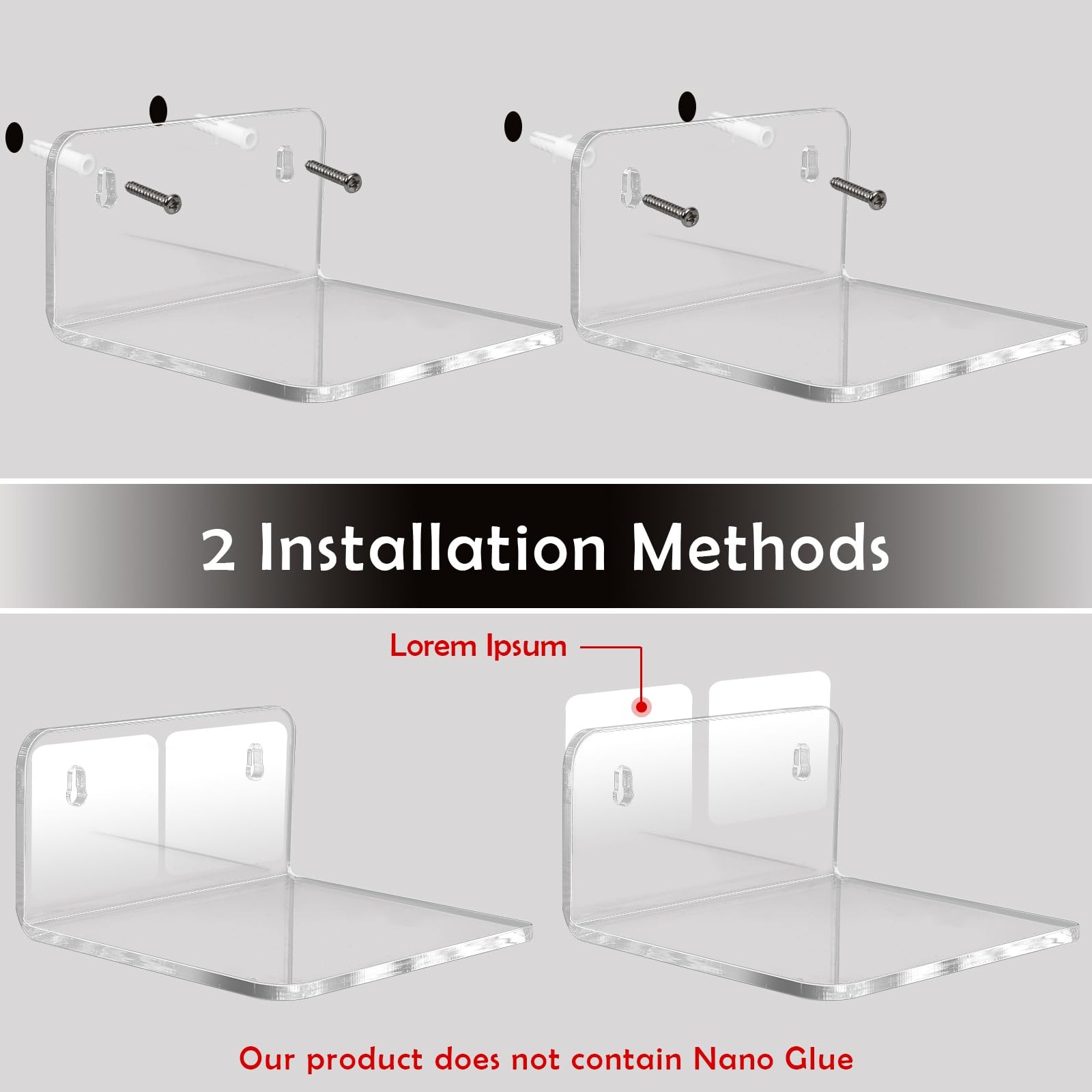 Acrylic Small Shelf,Mini Floating Wall Shelf,Wall Mounted Storage Shelf,for P…