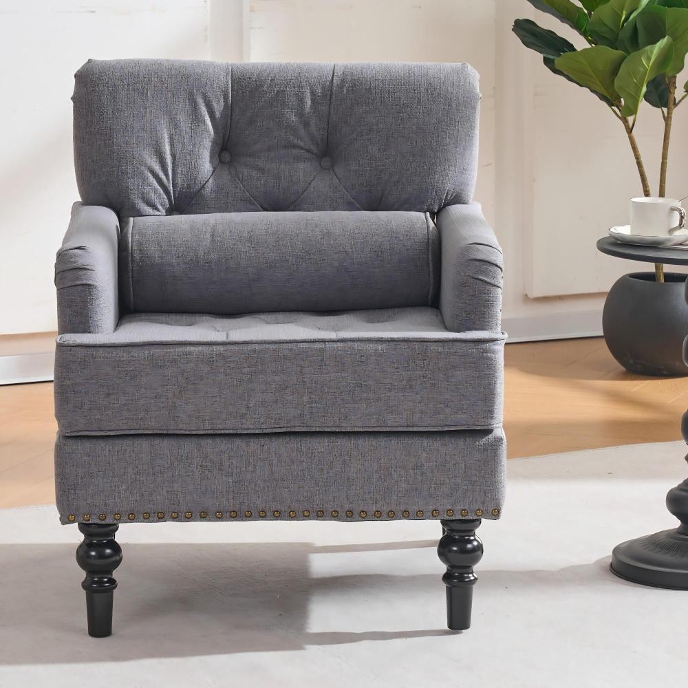 Tufted Club Chair with pillow, Accent Chair, Upholstered Button Armchair