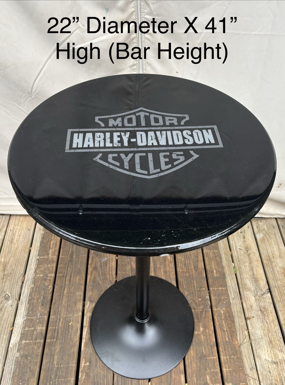 Custom Epoxy Black/Grey Harley-Davidson Pub Table 22” Dia. X 41” High,Bar Height