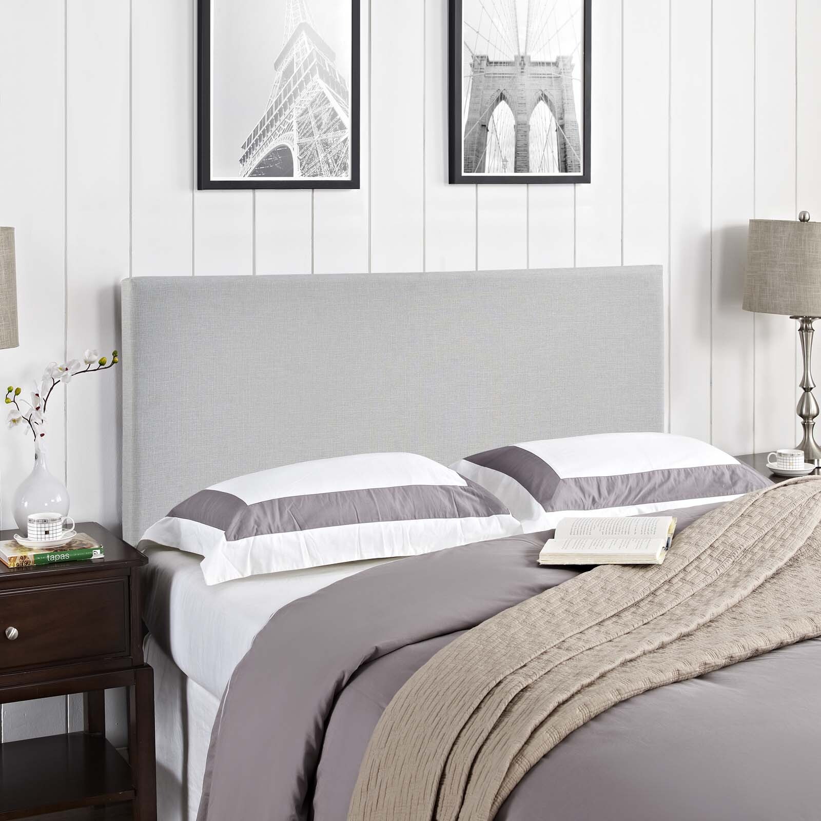 Modway Region Linen Fabric Upholstered Full Headboard in Sky Gray