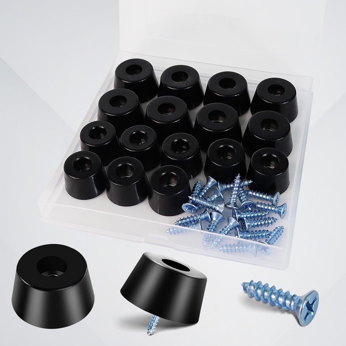 16 PCS Rubber Non Slip Feet for Cutting Board with Stainless Washer Screws, f…