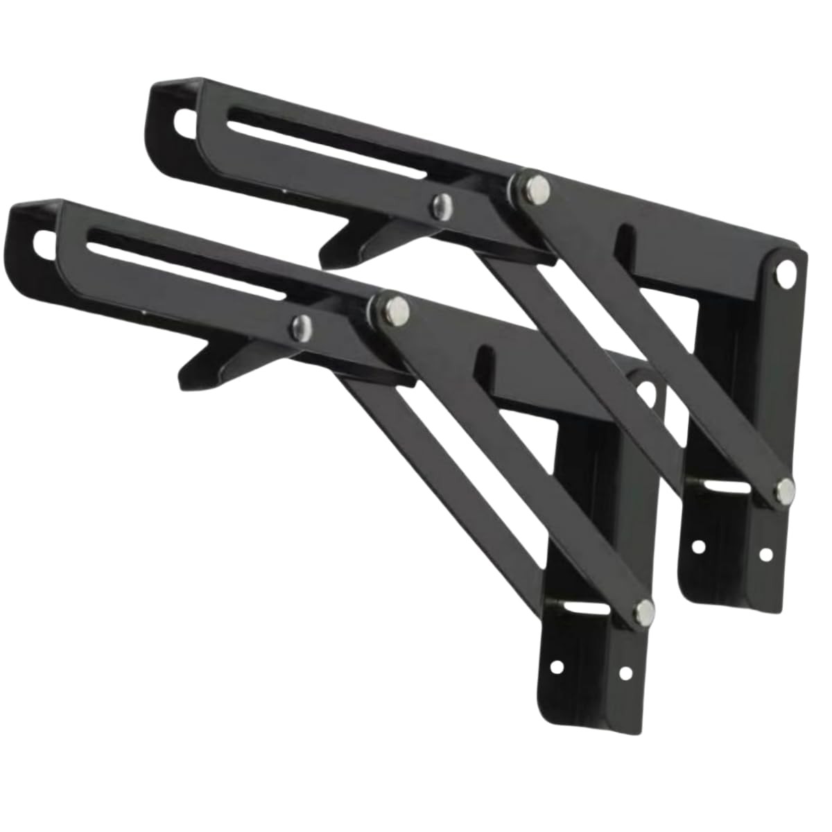 2PCS-10 Inch Heavy Duty Folding Shelf Brackets – Matte Black Collapsible Brac…
